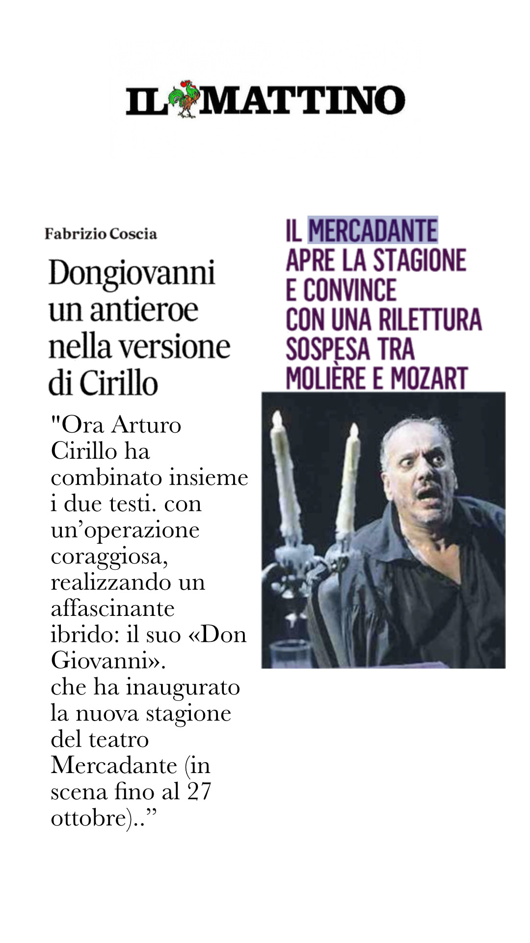 don giovanni – rassegna stampa – il mattino